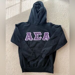 Alpha Sigma Alpha Gildan Black and Purple Ultra Blend Heavyweight Hoodie